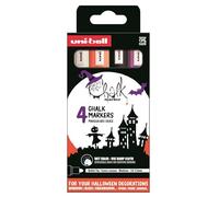 uni-ball PWE-5M Liquid Chalk Pens. Multi-Purpose Wipeable Coloured Markers for Blackboards, Chalkboards, Whiteboards, Glass, Mirrors, Plastic, Windows, Metal. Medium Tip. 4pc Halloween Set