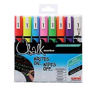 Uni-Ball Pwe-5M Liquid Chalk Pens. Multi-Purpose Wipeable Coloured Markers For Blackboards, Chalkboards, Whiteboards, Glass,