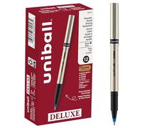 Uni-Ball Deluxe Fine Point Roller Ball Pens, Blue, 12 (60053)