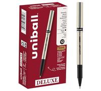 Uniball Deluxe Rollerball Pen - 12 Black Pens 0.7mm Fine Point Roller Pens - School & Office Supplies Ink Pens Teacher Pens Smooth Writing Pens -