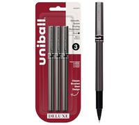 uni-ball Deluxe Rollerball Pens, Micro Point (0.5mm), Black, 3 Count
