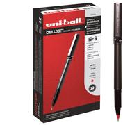 uni-ball Deluxe Rollerball Pens, Micro Point (0.5mm), Red, 12 Count