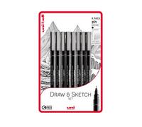 Uni-ball Draw and Sketch 8 piece Uni-pin fineliner drawing pens, black