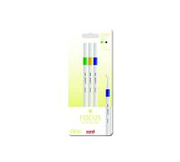 uni Emott Felt Tip Pens. Water Resistant, Non-Bleed and Fade-Proof Ink for Colouring, Art, Drawing, Writing, Journaling. Fineliner Tip Coloured Pens for Adults, Children, School Stationery. Pack of 3
