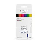 Uni-Ball Emott Mitsubishi Pencil - 10 Essential Colours - Write, Draw, Trace with Style - 0.4 mm Tip - Blue, Red, Green, Pink, Fuchsia, Brown, Orange, Black, Yellow, Light Green