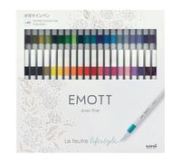 Uni-Ball Emott Uni Mitsubishi Pencil - 40 Felt Tip Pens Emott - For Writing, Drawing, Tracing in Style - Fine Tip 0.4 mm - 40 Colours