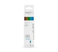 uni-ball Emott Uni Mitsubishi Pencil - 5 Felt Tip Pens Island Colours - for Writing, Drawing, Plotting with Style - Fine Tip 0.4mm - Green, Sky Blue, Turquoise, Dark Yellow, Brown