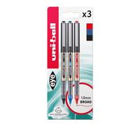 UB-150-10 Eye Broad Rollerball 3pc Blister Black/Blue/Red Plastic Free Packaging