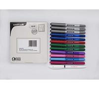 uni-ball UB-157D Eye Designer Rollerball Pens. Box of 3 x Black, 2 x Blue, 2 x Green, 1 x Red, 1 x Light Blue, 1 x Violet, 1 x Wine, 1 x Pink + 1 x Exclusive Signo Gel Pen for Super Smooth Handwriting