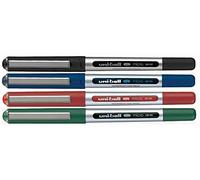 uni-ball UB-150E Liquid Ink Rollerball Pen - Fine 0.5mm Tip - Black, Blue, Green, Red - Pack of 4