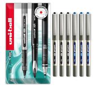 uni-ball EYE - UB-157E Rollerball Pens - 0.7mm Nib - In Envelope Gift Packaging (Pack of 6, Black and Blue)