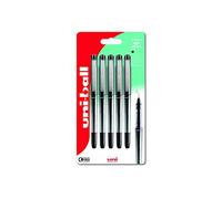 Uni-Ball Eye UB-185S Needle Black Rollerball Pens. Micro 0.5mm Ballpoint Tip for Super Smooth Writing, Drawing, Art, Crafts and Colouring. Fade and Water Resistant Liquid Uni Super Ink. 5 Pack