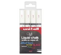 Uni-Ball F804500 522598 uni Chalk Marker, Broad Bullet Tip - White, Pack of 4