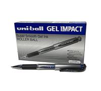 uni-ball - Gel Impact,Blue Ink, Broad Nib, Rollerball Gel Pens (12pc Set) - Smooth, Comfortable, Long Lasting, Japanese Quality, for School, Work, Office, Study, Teacher, Notes, Journal, Gift