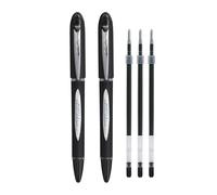 uni-ball Jetstream 0.1mm SX-210 & SXR-C1 Roller Ball Pen - Refill Combo | Black Ink, 2 Pcs Pens with 3 Pcs Refills