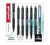 uni-ball Jetstream Rollerball Pens, 0.7 mm, Black (5-Pack + 1 Free Eye)