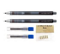 uni-ball Kuru Toga 0.5mm - Self Sharpening Mechanical Pencil - Smoke Barrel - Pack of 2 + 24 Free Leads and 5 Free Erasers