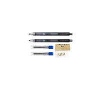 Uni Ball Kuru Toga 0.5mm - Self Sharpening Mechanical Pencil - Smoke Barrel - Pack of 2 + 24 Free Leads and 5 Free Erasers