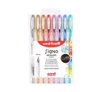Uni-Ball Mitsubishi Pencil - 8 Signo Gel Ink Rollerball Pens - Metallic Colours - 0.8 mm Tip - Medium Writing - Creative Rollerball Pens for Card Making and Craft