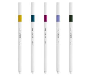 Uni-Ball On Point “Attain”, EMOTT Coloured Pens 5 Pack in Violet, Khaki Green, Amethyst, Blue Green and Straw Yellow