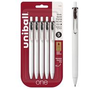 uni-ball one Retractable Gel Pens, Medium Point (0.7mm), Black Ink, 5 Pack | Ink stays on top of paper fibers for crisp vivid lines, wire pocket clip, color indicator top, smooth barrel & rubber grip