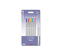 Uni-Ball On Point One Wish UMN-S-05 Retractable Gel Pens. Premium 0.5mm Rollerball Tip for Super Smooth Handwriting. Contemporary Compact Design Perfect for Note Taking. Pack Of 5 Assorted Colours