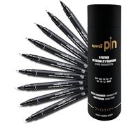 uni-ball PIN Black Felt Tip Fineliners, 0.03-1.2 mm, 9-Piece Set
