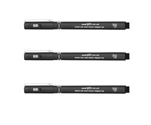 UNI-BALL PIN DRAWING PEN FINELINER ULTRA FINE LINE MARKER 0.2mm BLACK Ink - [Pack of 3]