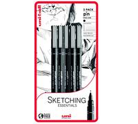 uni-ball PIN Fine Line, Black Assorted Sizes 0.1 mm to 0.8 mm, Dries Instantly (Pack of 5 Pens)