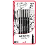 Uni Pin Blister Artists Selection Pens Set of 5