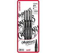 Uni-Ball PIN Fineliners, Black Fine Tipped Writing Pens, Water and Fade-Resistant Ink, Ideal for Architects, Sketching, Scrapbooking, Outlining, Art, Technical Drawing, Archival Quality, Pack Of 3