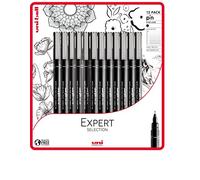 uni-ball PIN Fineliners, Black Fine Tipped Writing Pens, Water and Fade-Resistant Ink, Ideal for Architects, Sketching, Scrapbooking, Outlining, Art, Technical Drawing, Archival Quality, 12 Pack