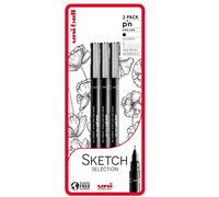 Uni PIN Sketch Selection Drawing Pens Pack of 3, none