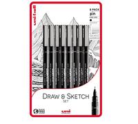 uni-ball PIN Fineliners, Black Fine Tipped Writing Pens, Water and Fade-Resistant Ink, Ideal for Architects, Sketching, Scrapbooking, Outlining, Art, Technical Drawing, Archival Quality, Pack of 8