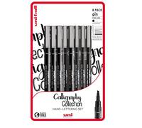 Uni PIN Calligraphy Drawing Pens Pack of 8, none