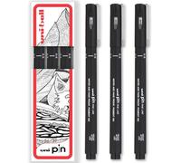 uni-ball PIN Fineliners | Black Fine Tipped Writing Pens | Water & Fade Resistant Ink | Ideal for Sketching, Scrapbooking, Outlining, Art, Technical Drawing | In Gift Box (Pack of 3, 0.5mm)