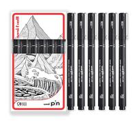 uni-ball PIN Fineliners | Black Fine Tipped Writing Pens | Water & Fade Resistant Ink | Ideal for Sketching, Scrapbooking, Outlining, Art, Technical Drawing | In Gift Box (Pack of 6, 1.0mm)