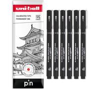 uni-ball PIN Fineliners | Black Fine Tipped Writing Pens | Water & Fade Resistant Ink | Ideal for Sketching, Scrapbooking, Outlining, Art, Technical Drawing | In Envelope (Pack of 6, 0.8mm)