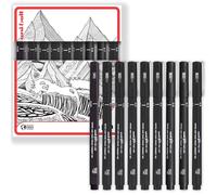 uni-ball PIN Fineliners | Black Fine Tipped Writing Pens | Water & Fade Resistant Ink | Ideal for Sketching, Scrapbooking, Outlining, Art, Technical Drawing | In Gift Box (Pack of 9, Mixed)