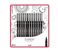 uni-ball PIN Fineliners, Fine Tipped Pens, 0.05-0.8 mm, Black (12-Pack) | Water & Fade-Resistant Ink, Comfortable Grip, Smooth Ink Flow, Ideal for Sketching, Technical Drawing, Art Projects