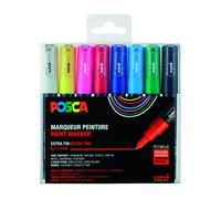 uni-ball POSCA (186708) Extra Fine Bullet Tip Marker Pen Set of 8 Set of 8 - Bas