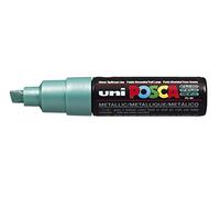 Uni-Ball Posca Broad Chisel Tip Marker - Metallic Green | Chisel tip for precise lines & full color coverage, water-based opaque paint for 50+ surfaces, quick-drying, ACMI-certified