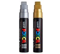 Uni-Ball Posca PC-17K Chisel Tip Paint Marker Pen Gold, Silver, White Pack of 3
