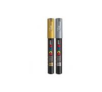 Uni-Ball Posca PC-1M Twin Pack Gold & Silver 0.7mm Chisel Tip Marker Pens