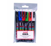 uni-ball Posca PC-3M Fine Bullet Tip Markers - Assorted Colours, Pack of 6