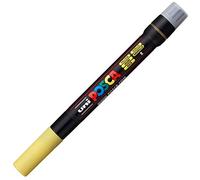 Uni-Ball Posca PCF-350 Marker 8mm Brush Tip - Yellow | Brush tip combines paintbrush & marker, push-button paint flow control, water-based opaque, quick-drying, ACMI-certified