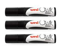 uni-ball PWE-17K Chalk Marker - Chisel Nib - 15mm - Black - Pack of 3