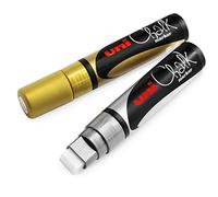 Uni-Ball PWE-17K Chalk Marker - Chisel Nib - 15mm - Gold and Silver - Pack of 2