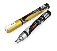 uni-ball PWE-5M Chalk Marker - Bullet Nib - 1.8-2.5mm - Gold and Silver - Pack of 2