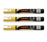 Uni-Ball PWE-5M Chalk Marker Bullet Nib 1.8-2.5mm Gold Pack of 3